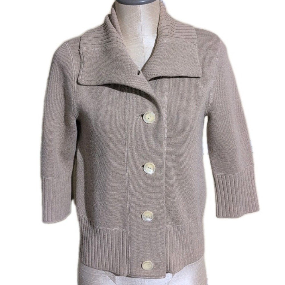 J Jill Womens Beige Knit Cardigan Sweater Button-down Quiet Luxury Neutral XS